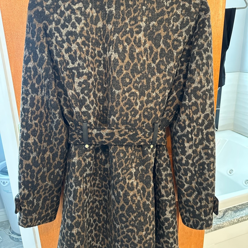 Leopard Print Wool Blend Coat - Picture 2 of 5